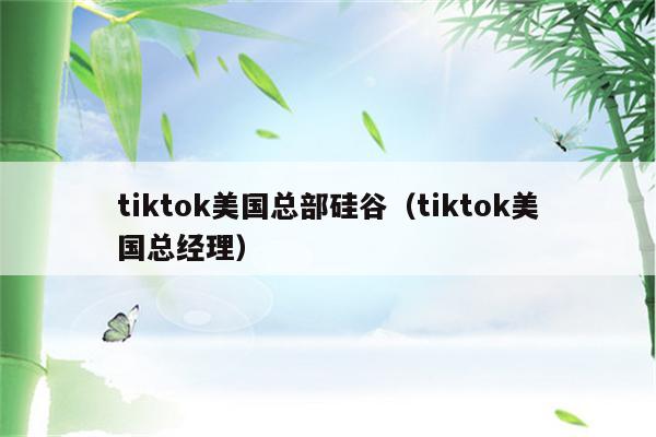 tiktok美国总部硅谷（tiktok美国总经理）