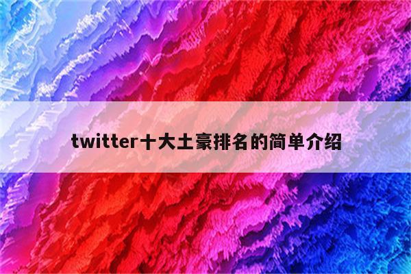 twitter十大土豪排名的简单介绍