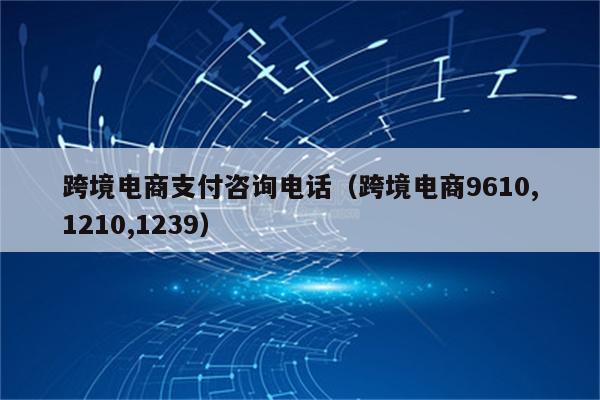 跨境电商支付咨询电话（跨境电商9610,1210,1239）