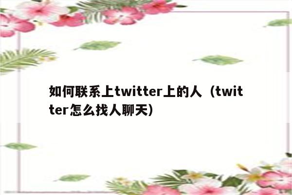 如何联系上twitter上的人（twitter怎么找人聊天）