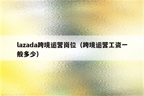 lazada跨境运营岗位（跨境运营工资一般多少）