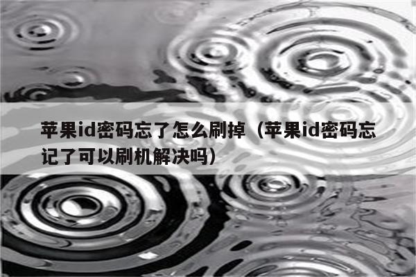 苹果id密码忘了怎么刷掉（苹果id密码忘记了可以刷机解决吗）