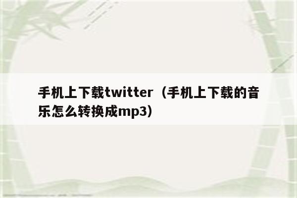 手机上下载twitter（手机上下载的音乐怎么转换成mp3）