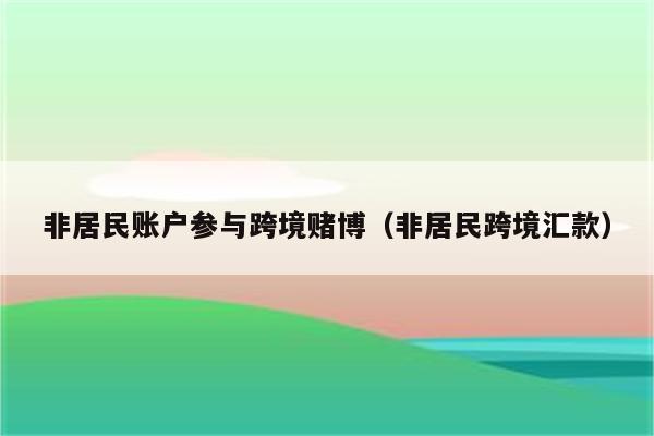 非居民账户参与跨境赌博（非居民跨境汇款）