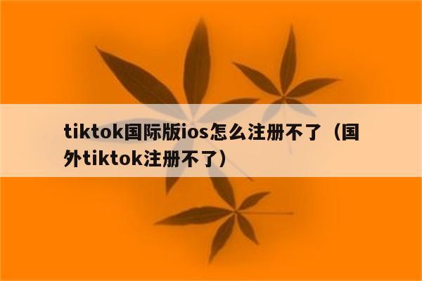 tiktok国际版ios怎么注册不了（国外tiktok注册不了）