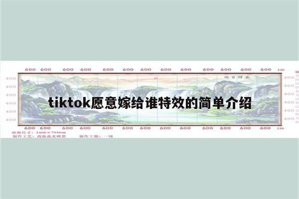 tiktok愿意嫁给谁特效的简单介绍