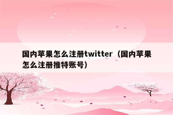 国内苹果怎么注册twitter（国内苹果怎么注册推特账号）