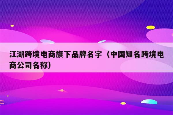 江湖跨境电商旗下品牌名字（中国知名跨境电商公司名称）