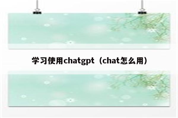 学习使用chatgpt（chat怎么用）