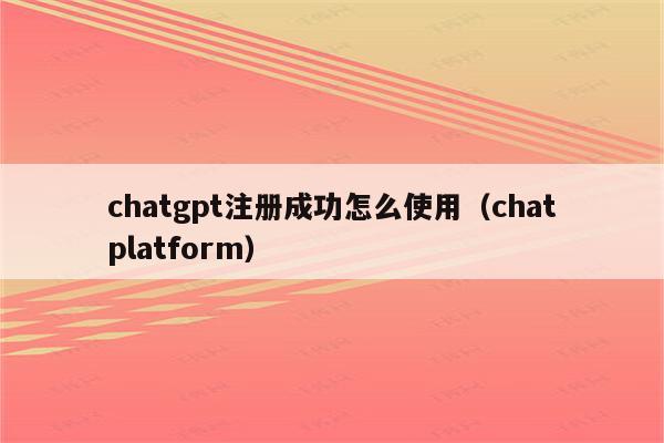 chatgpt注册成功怎么使用（chatplatform）