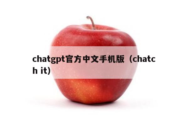 chatgpt官方中文手机版（chatch it）