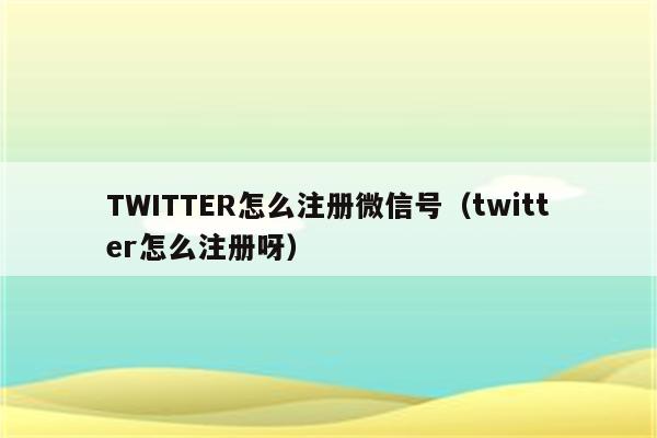 TWITTER怎么注册微信号（twitter怎么注册呀）