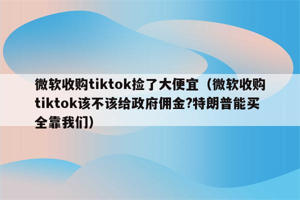 微软收购tiktok捡了大便宜（微软收购tiktok该不该给政府佣金?特朗普能买全靠我们）