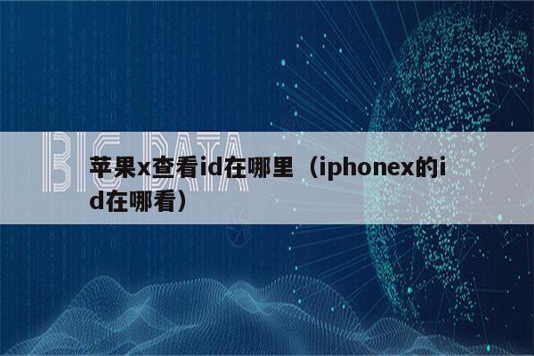 苹果x查看id在哪里（iphonex的id在哪看）