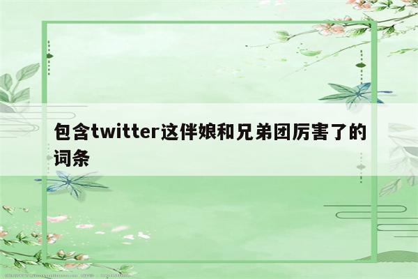 包含twitter这伴娘和兄弟团厉害了的词条