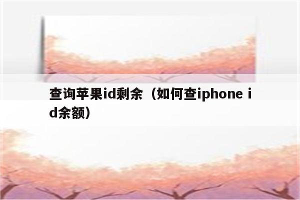 查询苹果id剩余（如何查iphone id余额）