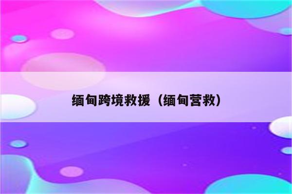 缅甸跨境救援（缅甸营救）