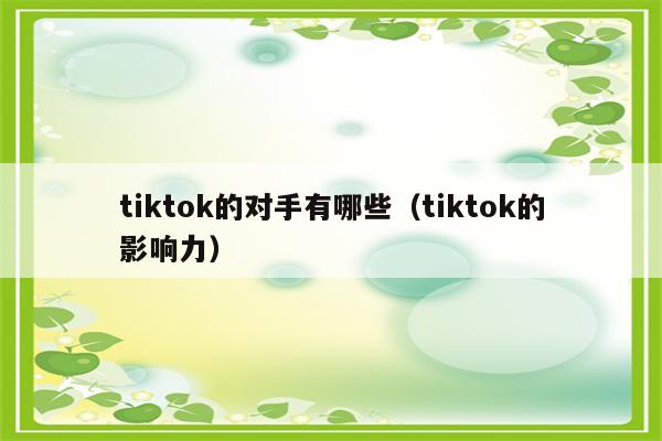 tiktok的对手有哪些（tiktok的影响力）