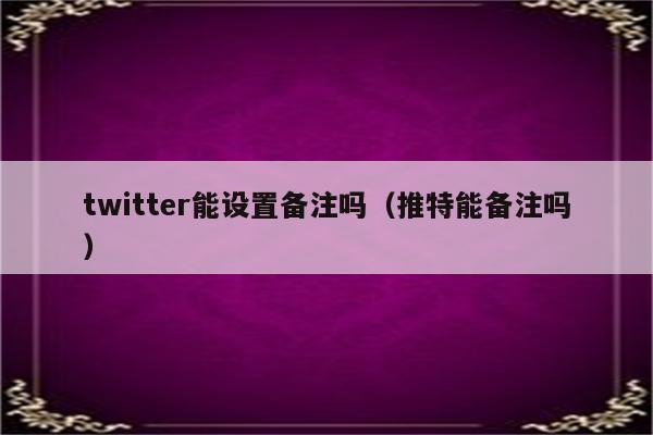 twitter能设置备注吗（推特能备注吗）