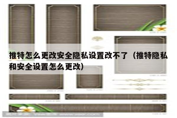 推特怎么更改安全隐私设置改不了（推特隐私和安全设置怎么更改）