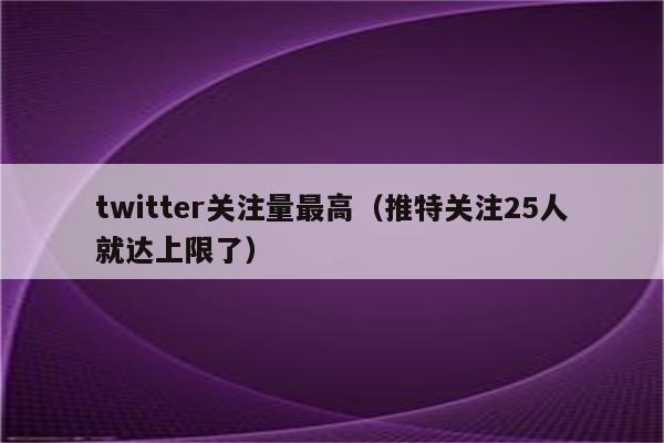 twitter关注量最高（推特关注25人就达上限了）