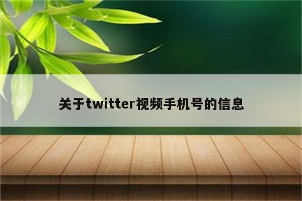 关于twitter视频手机号的信息