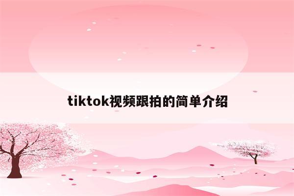 tiktok视频跟拍的简单介绍