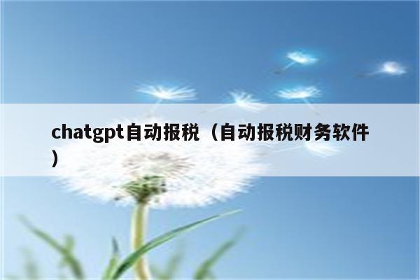 chatgpt自动报税（自动报税财务软件）