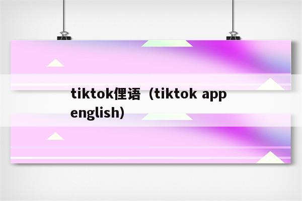 tiktok俚语（tiktok app english）