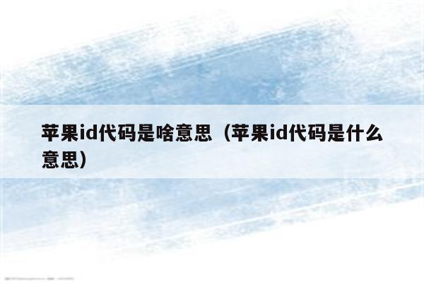 苹果id代码是啥意思（苹果id代码是什么意思）