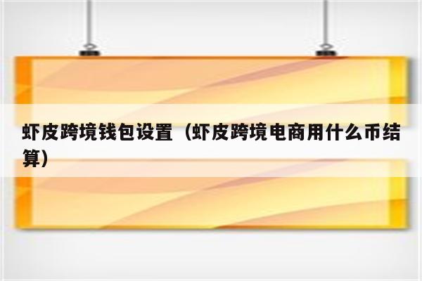 虾皮跨境钱包设置（虾皮跨境电商用什么币结算）