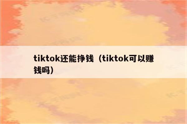 tiktok还能挣钱（tiktok可以赚钱吗）