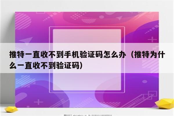 推特一直收不到手机验证码怎么办（推特为什么一直收不到验证码）