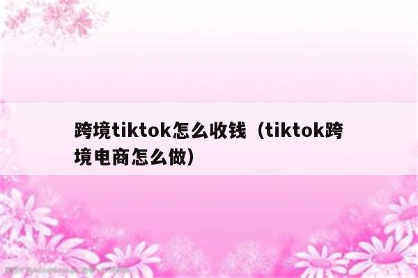 跨境tiktok怎么收钱（tiktok跨境电商怎么做）