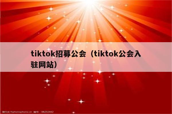 tiktok招募公会（tiktok公会入驻网站）