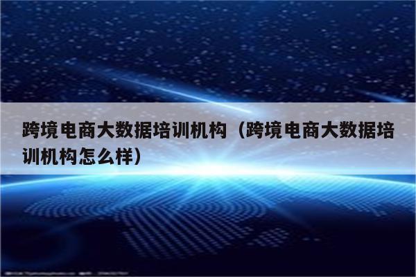 跨境电商大数据培训机构（跨境电商大数据培训机构怎么样）