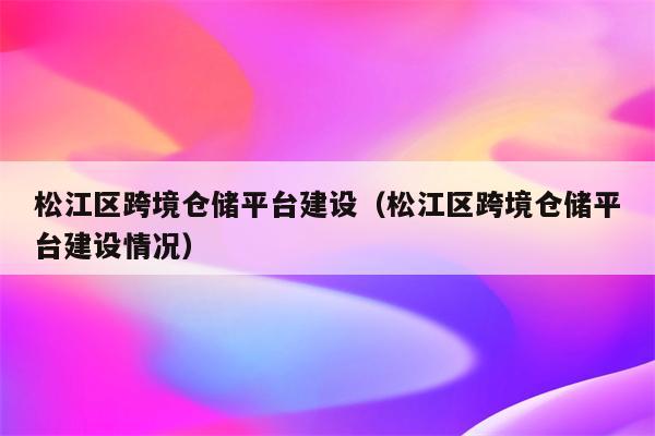 松江区跨境仓储平台建设（松江区跨境仓储平台建设情况）