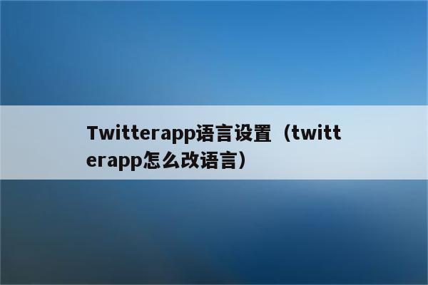 Twitterapp语言设置（twitterapp怎么改语言）