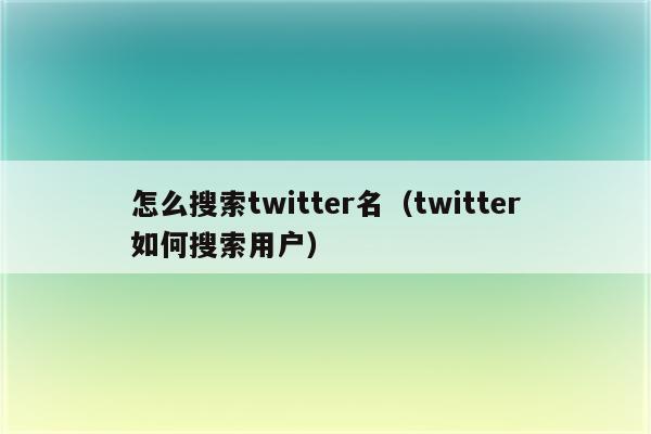 怎么搜索twitter名（twitter如何搜索用户）