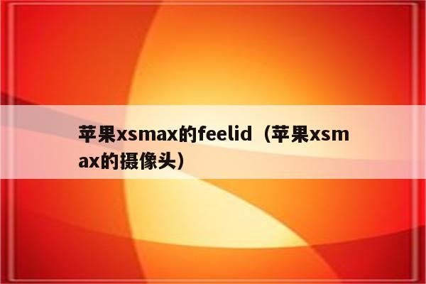 苹果xsmax的feelid（苹果xsmax的摄像头）