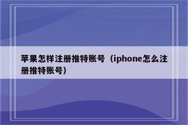 苹果怎样注册推特账号（iphone怎么注册推特账号）