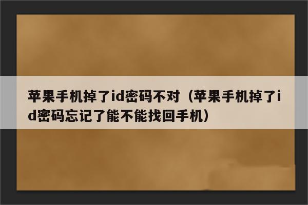 苹果手机掉了id密码不对（苹果手机掉了id密码忘记了能不能找回手机）