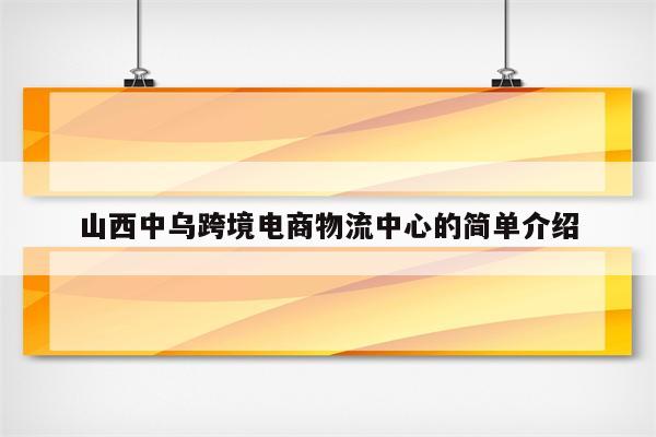 山西中乌跨境电商物流中心的简单介绍