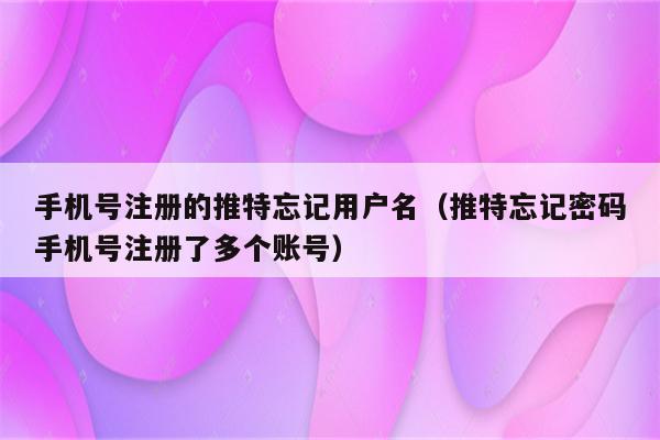 手机号注册的推特忘记用户名（推特忘记密码手机号注册了多个账号）