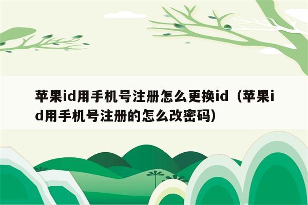 苹果id用手机号注册怎么更换id（苹果id用手机号注册的怎么改密码）