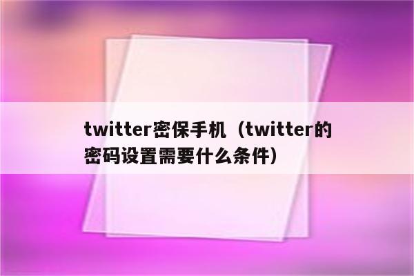 twitter密保手机（twitter的密码设置需要什么条件）