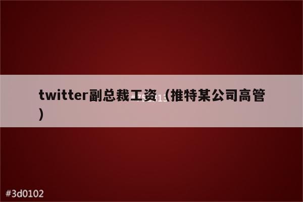 twitter副总裁工资（推特某公司高管）