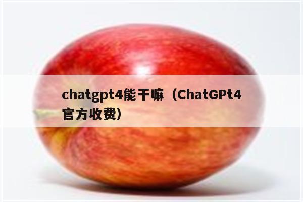 chatgpt4能干嘛（ChatGPt4官方收费）