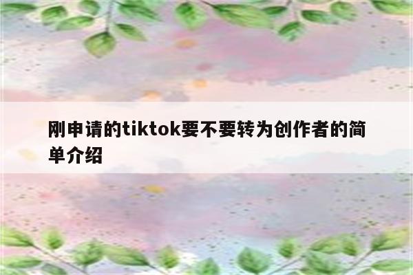 刚申请的tiktok要不要转为创作者的简单介绍