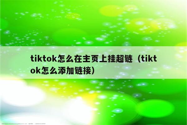 tiktok怎么在主页上挂超链（tiktok怎么添加链接）